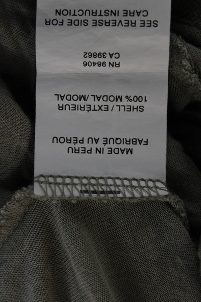 Theory Women Basic Gray Modal Short Sleeve Round Neck T-Shirt Army Size M