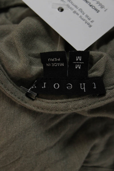 Theory Women Basic Gray Modal Short Sleeve Round Neck T-Shirt Army Size M