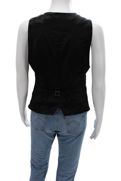 Zara Women Black V-Neck Buckle Vest Cotton Rayon Spandex Size M