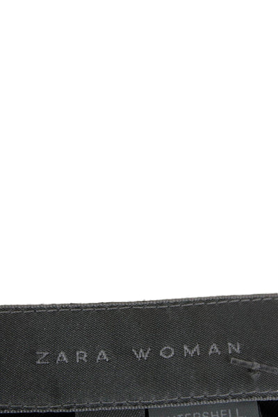 Zara Women Black V-Neck Buckle Vest Cotton Rayon Spandex Size M