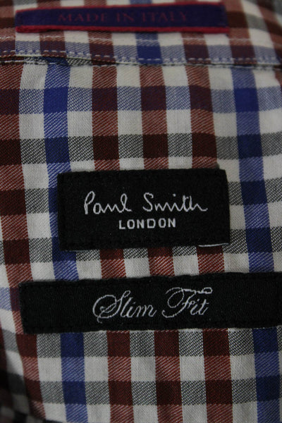 Paul Smith Men's Collared Long Sleeves Button Down Shirt Plaid Size 16
