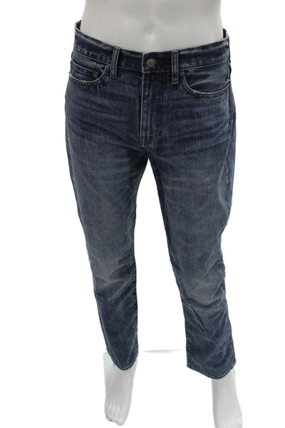 J Crew Mens Dark Blue Straight Jeans Button Fly Cotton Size 32