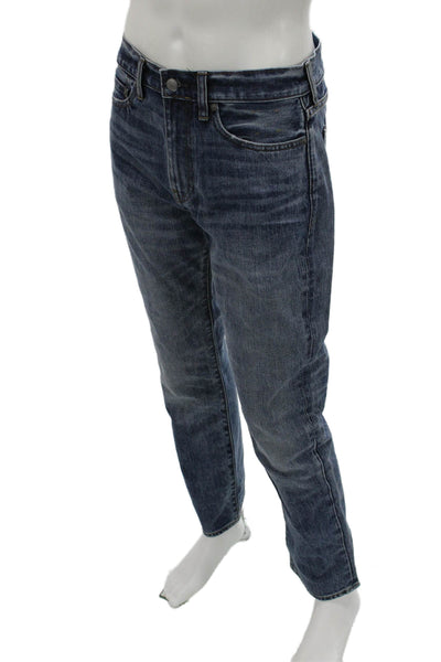 J Crew Mens Dark Blue Straight Jeans Button Fly Cotton Size 32