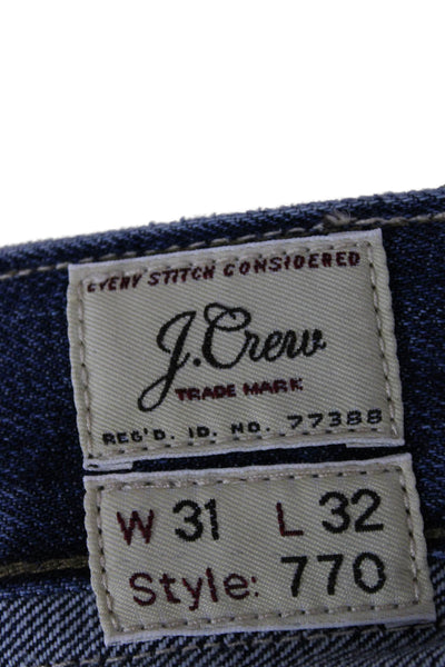 J Crew Mens Dark Blue Straight Jeans Button Fly Cotton Size 32