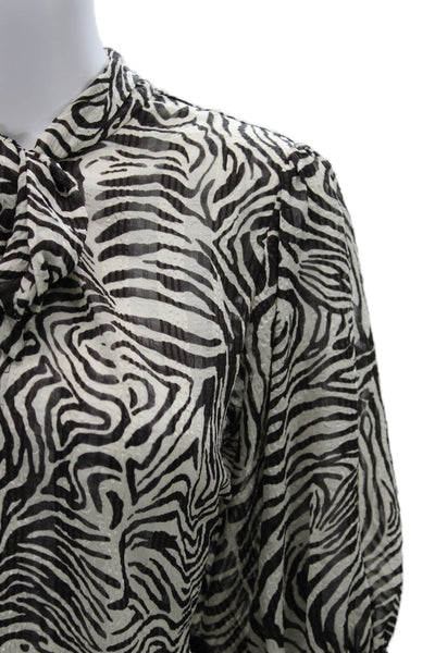 Samsoe & Samsoe Womens Beige Animal Print High Neck 3/4 Sleeve Blouse Size S