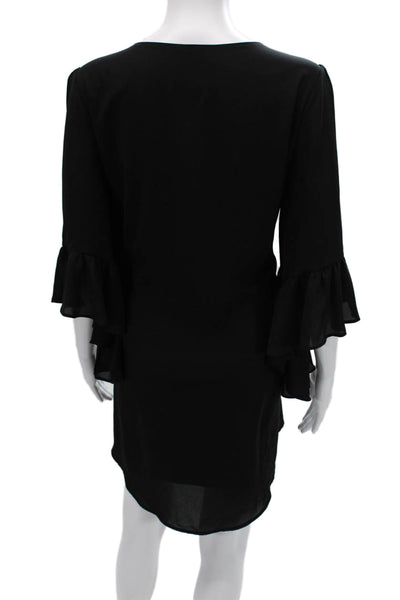 Joseph Ribkoff Women Black Solid Shift Dress 3/4 Sleeve Round Neck Size 10