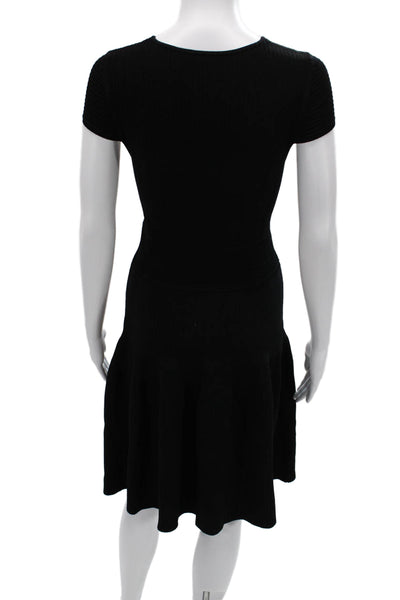 Shoshanna Womens Black Fit & Flare V-Neck Short Sleeve Short Dress Size M