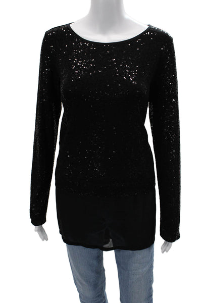 Joseph Ribkoff Womens Tunic Blouse Black Long Sleeve Round Neck Size 10