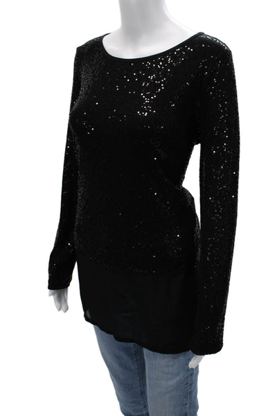 Joseph Ribkoff Womens Tunic Blouse Black Long Sleeve Round Neck Size 10