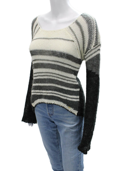 Gab kate Unisex Pullover Sweater Beige Striped Acrylic Long Sleeve Size S