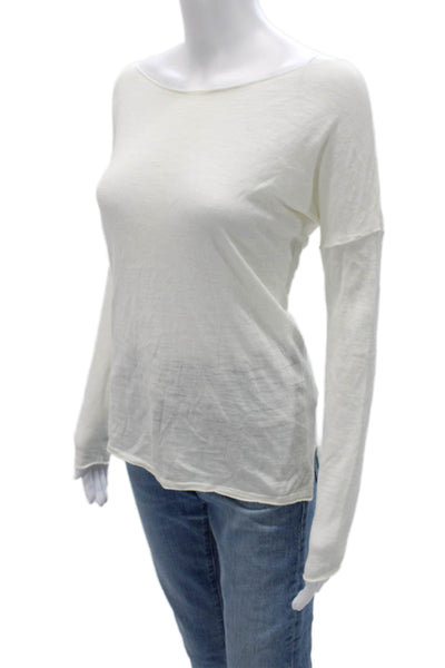 360 Sweater Women White Cotton Bird Graphic Longsleeve T-Shirt Size XS