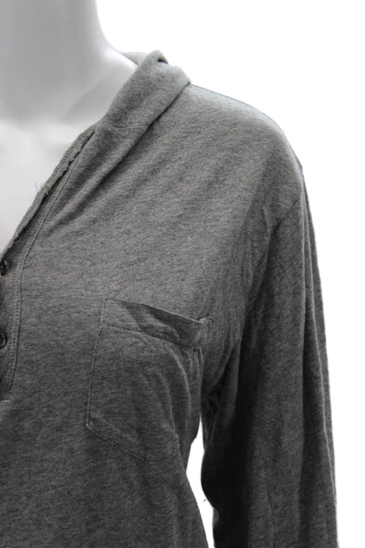 RLX Ralph Lauren Unisex Gray Pima Cotton Henley Hoodie Long Sleeve Size M