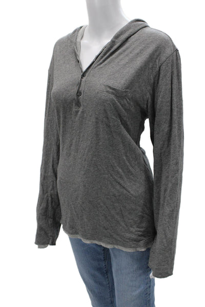 RLX Ralph Lauren Unisex Gray Pima Cotton Henley Hoodie Long Sleeve Size M
