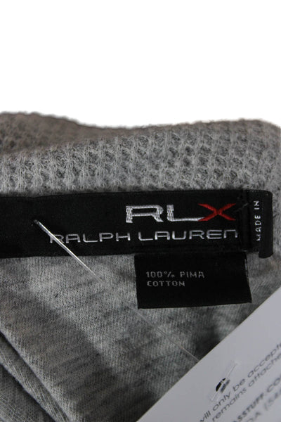 RLX Ralph Lauren Unisex Gray Pima Cotton Henley Hoodie Long Sleeve Size M