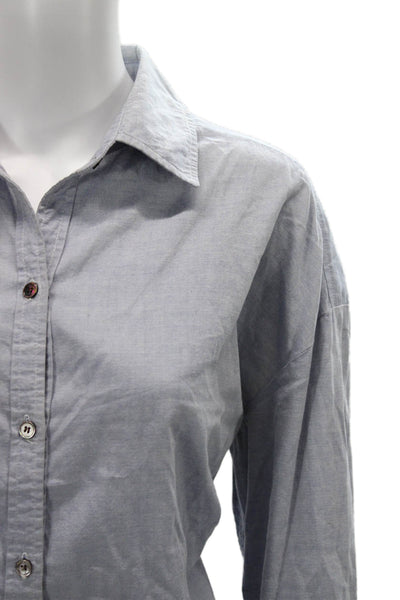PJK Patterson J Kincaid Women Gray Cotton Collared Button-Up Long Sleeve Size S