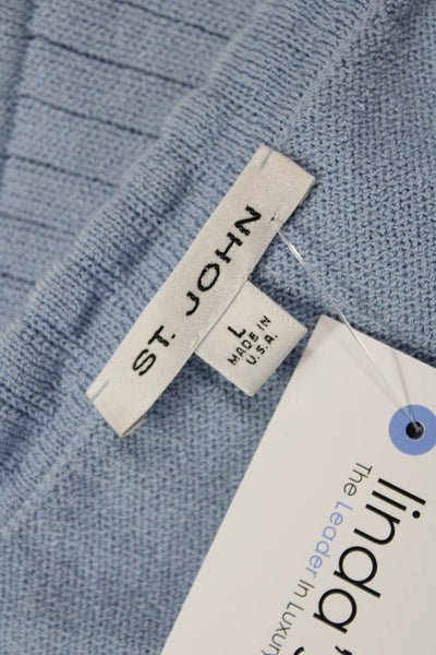 St. John Women Light Blue Wool Camisole Square Neck Sleeveless Size L