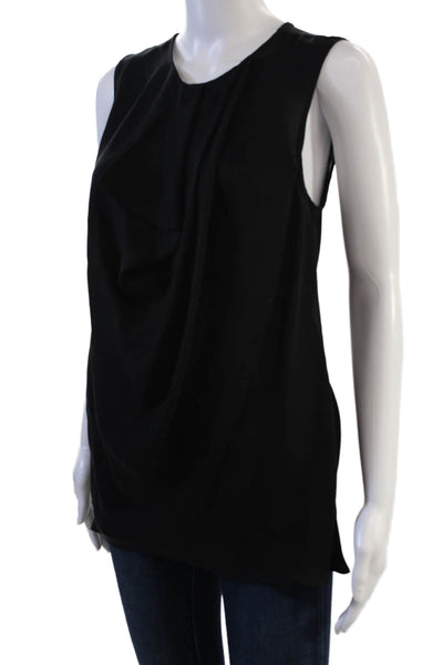 Oscar de la Renta Women Tunic Black Silk Sleeveless Round Neck Size 6