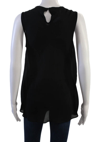 Oscar de la Renta Women Tunic Black Silk Sleeveless Round Neck Size 6