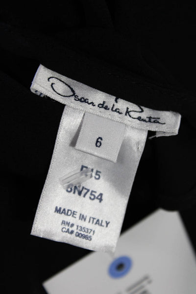 Oscar de la Renta Women Tunic Black Silk Sleeveless Round Neck Size 6