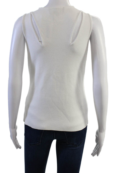 DKNY Women White Basic Tank Crew Neck Sleeveless Size M