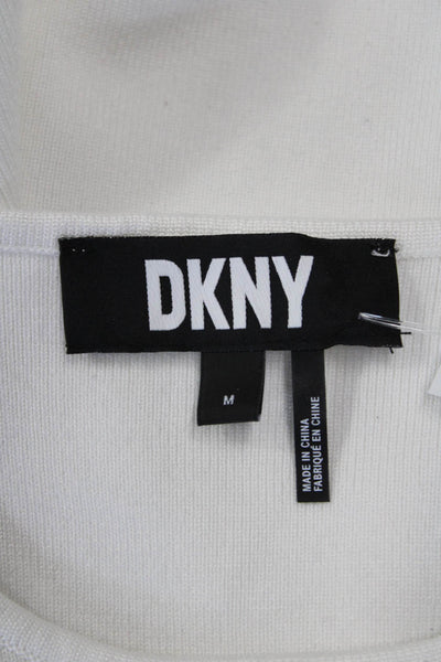 DKNY Women White Basic Tank Crew Neck Sleeveless Size M