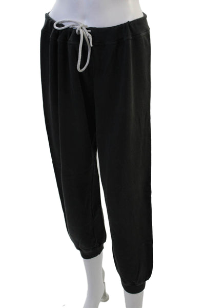 The Great Unisex Cropped Jogger Sweatpants Black Cotton Drawstring Size 3