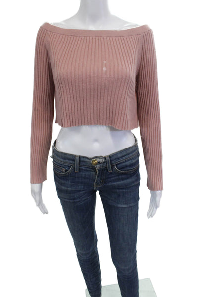 Sablyn Unisex Pink Striped 100% Cashmere Pullover Button Long Sleeve Size S