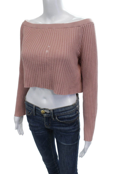Sablyn Unisex Pink Striped 100% Cashmere Pullover Button Long Sleeve Size S
