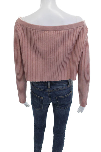 Sablyn Unisex Pink Striped 100% Cashmere Pullover Button Long Sleeve Size S