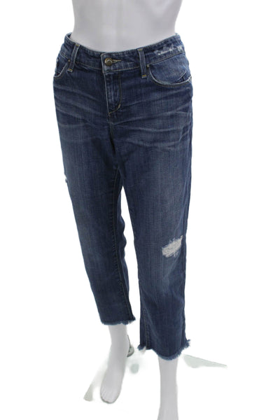 Joes Women Boyfriend Cropped Jeans Dark Blue Low Rise Button Size 27