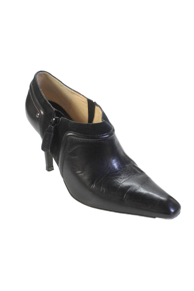 Cole Haan Womens Leather Pointed Toe Zippered Detail Heels Black Size 7.5