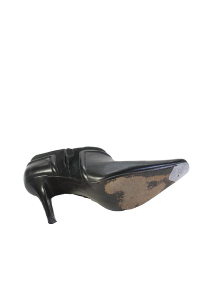 Cole Haan Womens Leather Pointed Toe Zippered Detail Heels Black Size 7.5