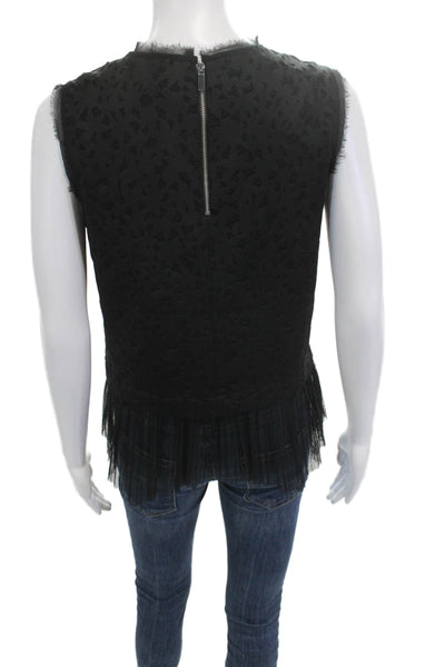 Elizabeth and James Womens Geometric Black Crewneck Sleeveless Tank Zip Size S