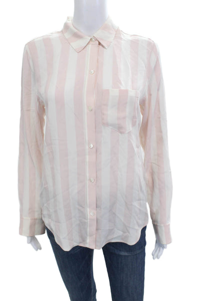 Rails Womens Basic Striped Viscose Collared Button-Up Long Sleeve Pink Size S