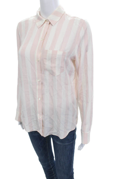 Rails Womens Basic Striped Viscose Collared Button-Up Long Sleeve Pink Size S