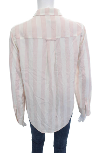 Rails Womens Basic Striped Viscose Collared Button-Up Long Sleeve Pink Size S