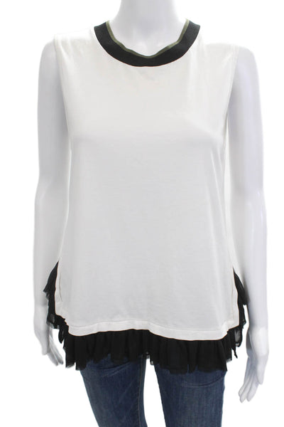 Grey Jason Wu Women Ringer Tank Black Modal Blend Sleeveless Crew Neck Size S