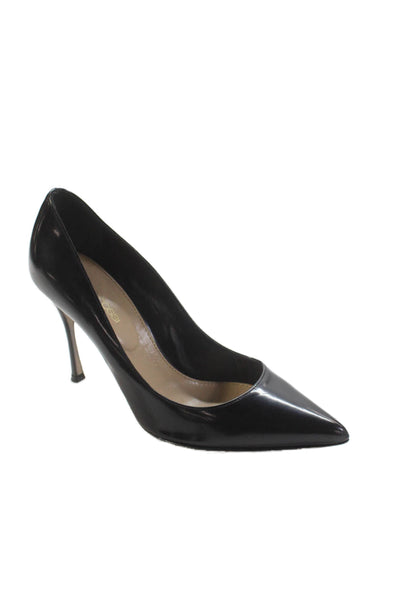 Sergio Rossi Womens Patent Leather Pumps Black Size 36 6