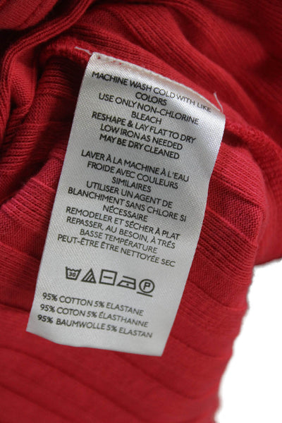 Free People Women Striped Sleeveless Button Up Tank Round Neck Basic Red Size L