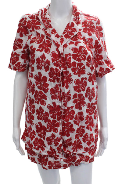 Faithfull The Brand Womens Floral Print Blouse Skort Set White Red Size 2/4