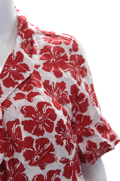 Faithfull The Brand Womens Floral Print Blouse Skort Set White Red Size 2/4