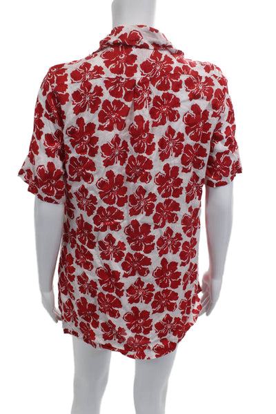 Faithfull The Brand Womens Floral Print Blouse Skort Set White Red Size 2/4