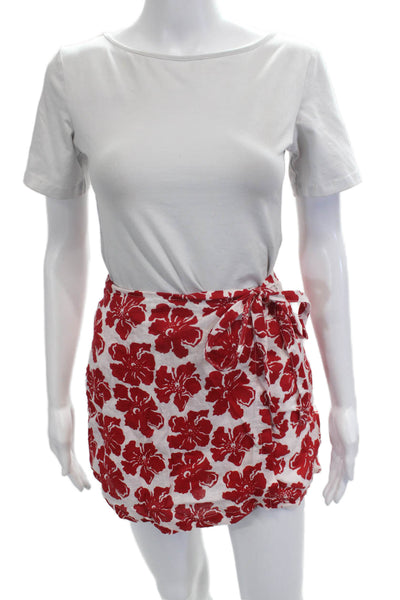 Faithfull The Brand Womens Floral Print Blouse Skort Set White Red Size 2/4