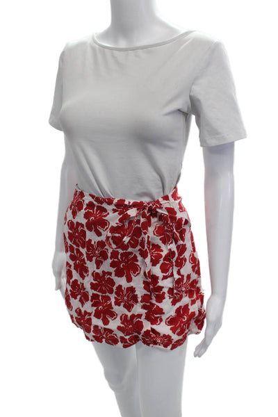 Faithfull The Brand Womens Floral Print Blouse Skort Set White Red Size 2/4