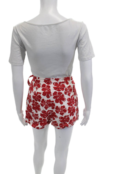 Faithfull The Brand Womens Floral Print Blouse Skort Set White Red Size 2/4