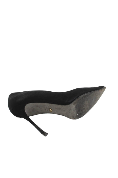 Sergio Rossi Womens Slip On Stiletto Pointed Toe Pumps Black Suede Size 39.5