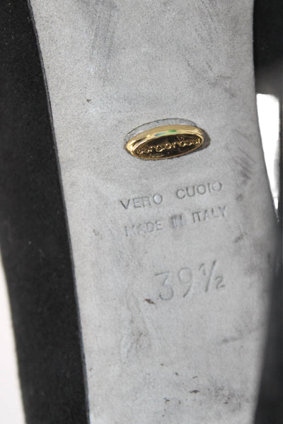 Sergio Rossi Womens Slip On Stiletto Pointed Toe Pumps Black Suede Size 39.5