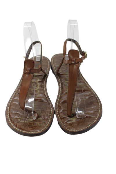 Sam Edelman Womens Ankle T Strap Sandals Brown Leather Size 9.5
