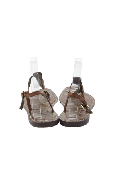 Sam Edelman Womens Ankle T Strap Sandals Brown Leather Size 9.5
