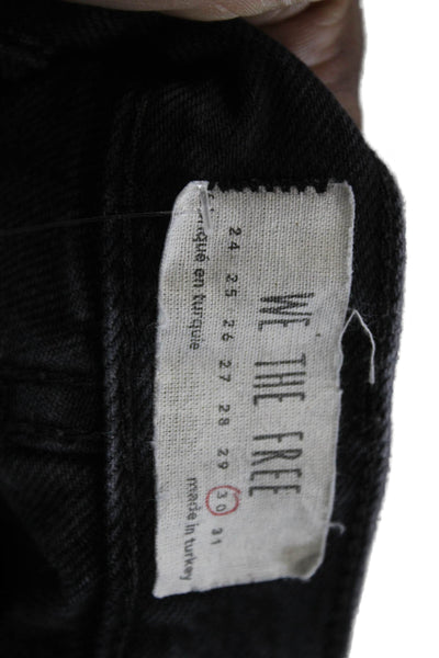We The Free Women Boyfriend Cropped Jeans Black High Rise 27 Inseam Size 30